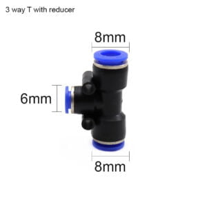 6mm-4mm-6mm 3 Way T Type Pneumatic Connector Push in Fitting